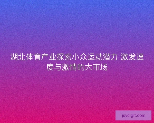 湖北体育产业探索小众运动潜力 激发速度与激情的大市场